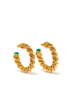 Bonnie Cabochon Rope Hoops, Gold-Plated Metal